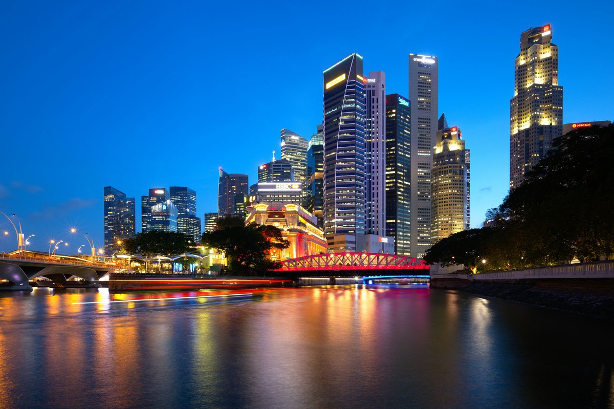 Singapore skyline at night